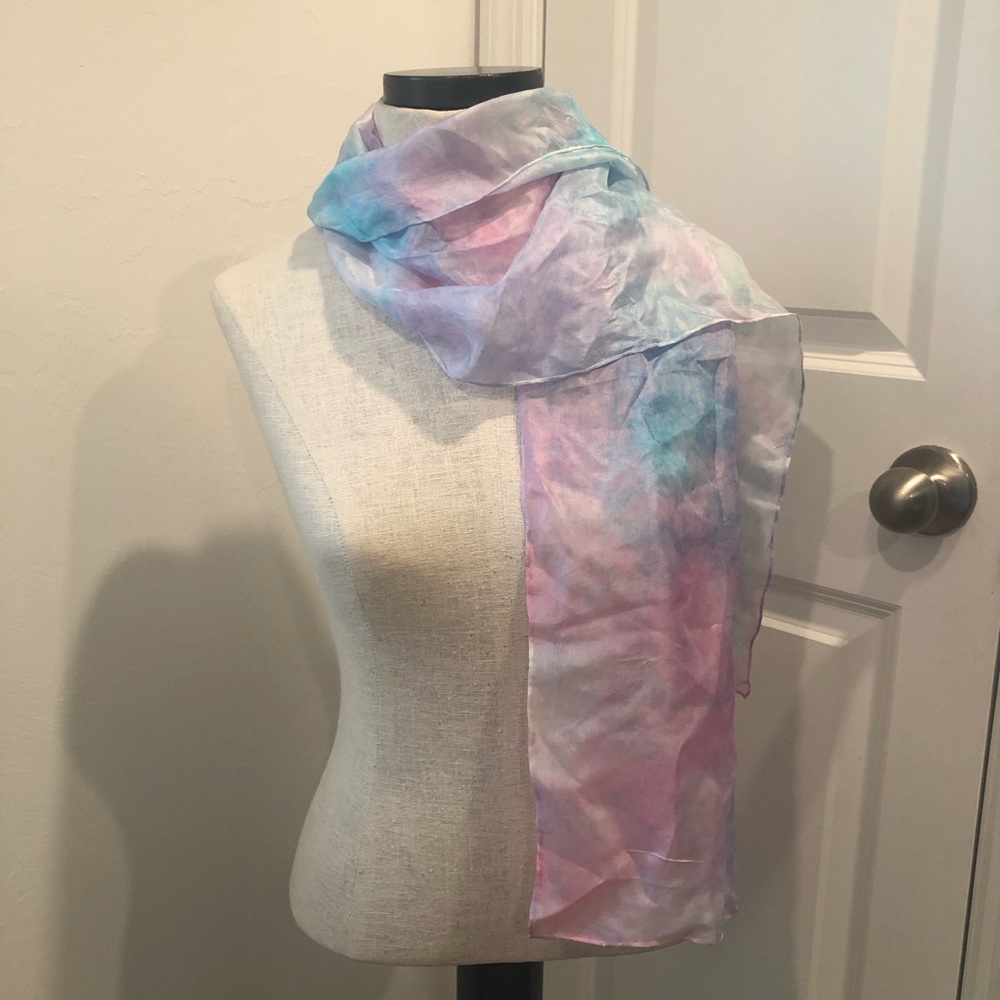 Silk Signed Pastel Tie-Dye Scarf